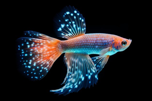 Un majestueux poisson guppy avec une longue queue flottante