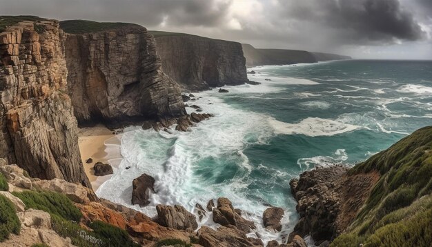 Les majestueux rochers marins des Douze Apôtres s'écrasent sur les vagues générées par l'IA