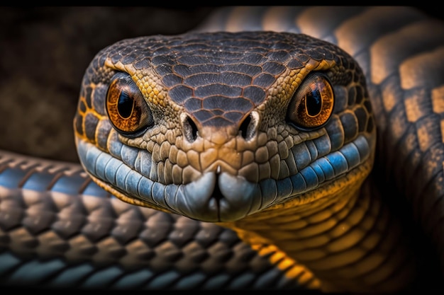 Majestueux serpent cobra royal enroulé prêt à attaquer