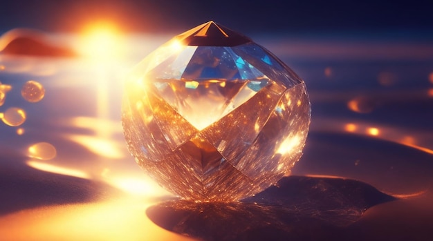 Un majestueux verre et diamant illuminé par les rayons du soleil