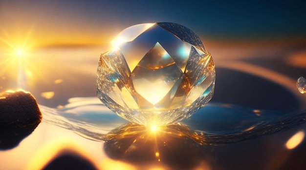 Un majestueux verre et diamant illuminé par les rayons du soleil