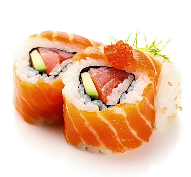 Maki sushi isolé sur blanc