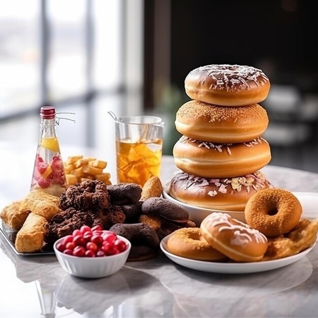 de la malbouffe sur une table blanche