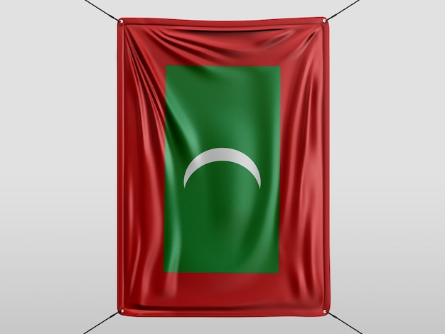 maldives de drapeau de rendu 3D isolé et fond blanc