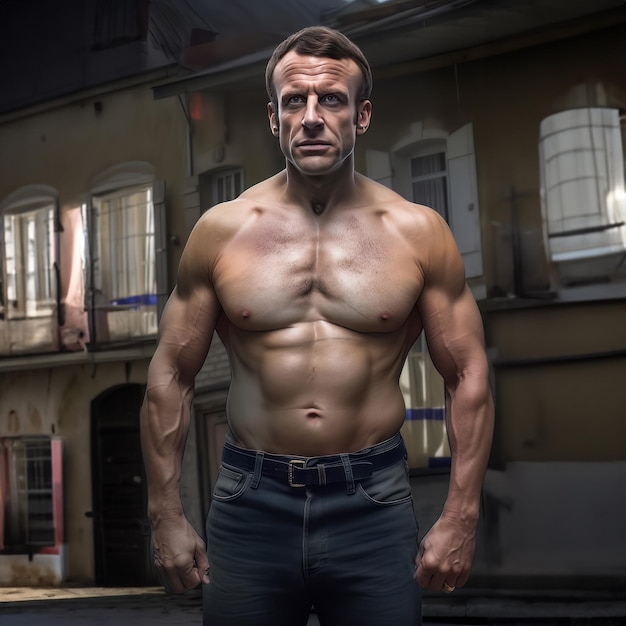 Photo mâle européen avec des muscles de bodybuilder