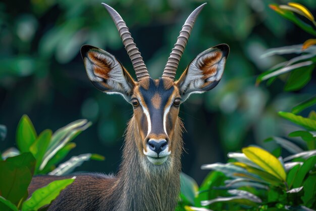 Photo male waterbuck dans le parc national des chutes de murchison en ouganda