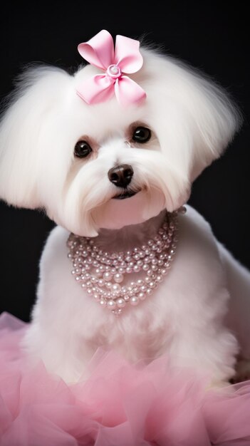 Photo maltese avec une coupe glamour et volumineuse