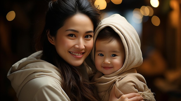 Maman asiatique et enfant