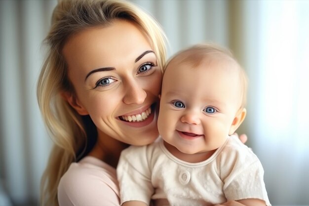 Maman heureuse avec le bébé