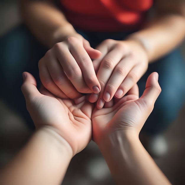 Photo maman et les mains de l'enfant de près