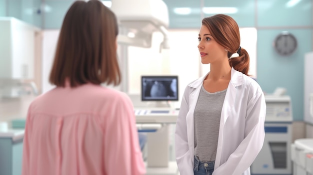 Photo une mammographie est effectuée par une mammographie sur le patient la société moderne technologiquement avancée est