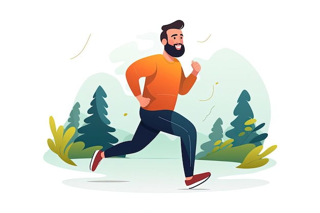 Photo man running wearing sportswear run fitness exercise and athlete flat illustration