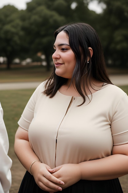 Un manager de plus grande taille interagissant avec un membre de l'équipe.