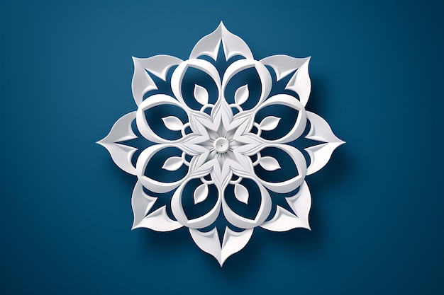 Mandala blanc sur fond bleu