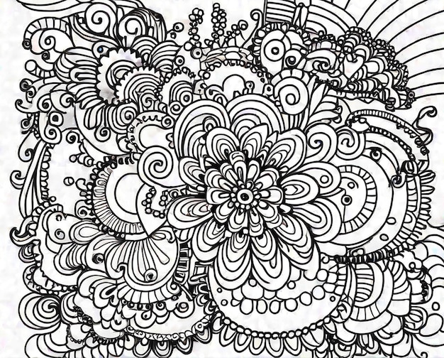 Mandala de contour pour le coloriage de livres d'art de ligne de contour d'art clipart