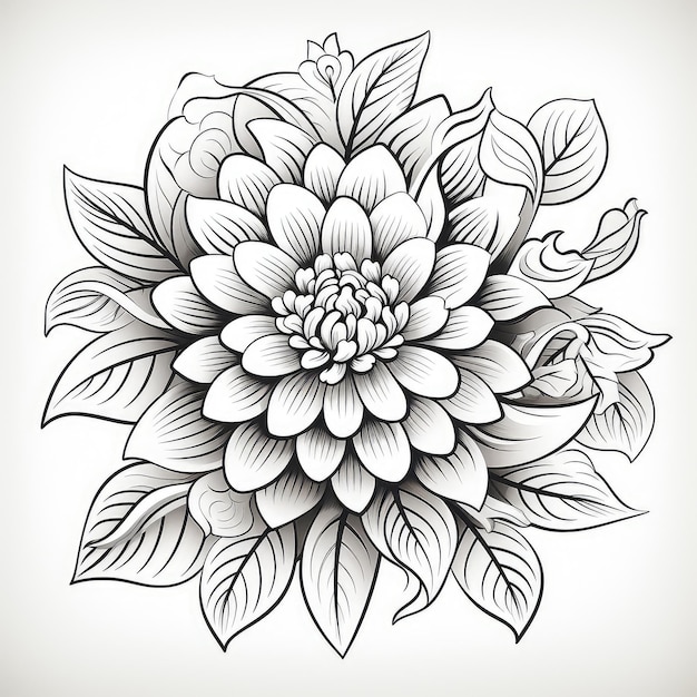 Mandala dessin sur fond blanc isolé boho mandala Mandala avec des motifs floraux AI génératif