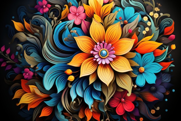 Mandala fleur tournesol nature fond mandala d'été pas de gens illustration d'image en couleur