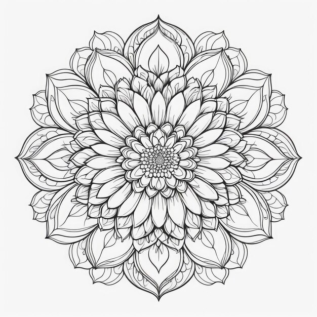 Photo mandala de fleurs à colorier pour les enfants