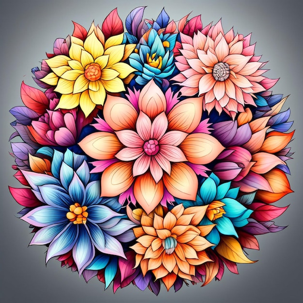 Mandala à fleurs rondes