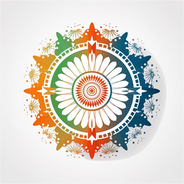 Mandala floral coloré dans les couleurs du drapeau indien