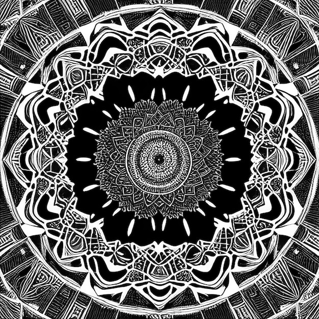 Mandala fond noir et blanc - mandala organique