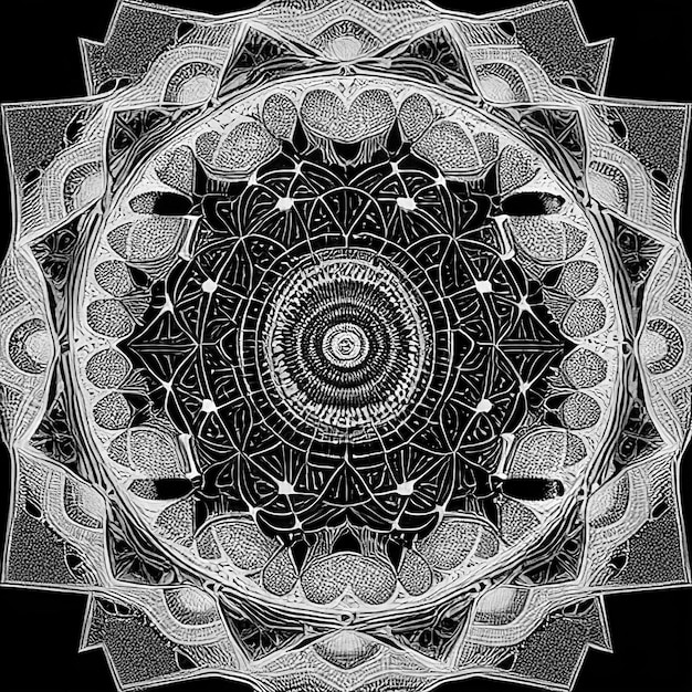 Mandala fond noir et blanc - mandala organique