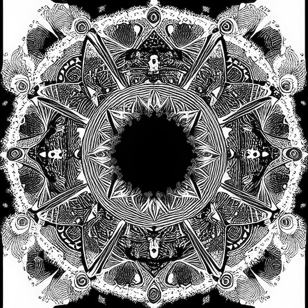 Mandala fond noir et blanc - mandala organique