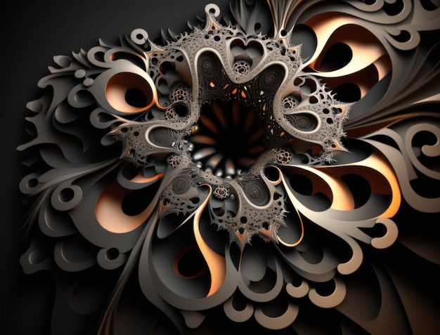 Mandala fractal Fond de géométrie sacrée créé avec la technologie Generative AI