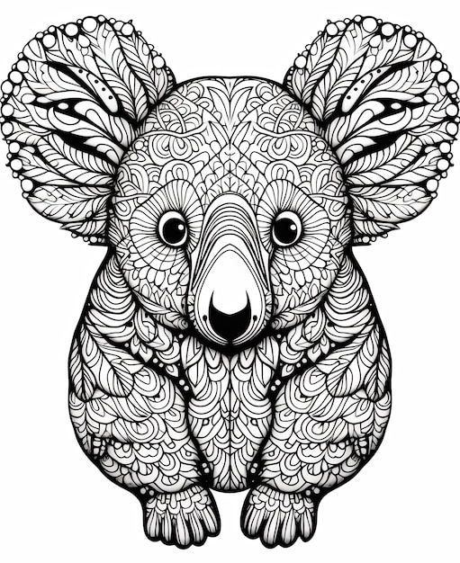 Mandala illustration en noir et blanc pour colorier les animaux cheval