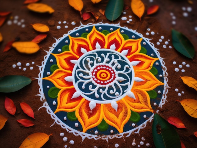 Photo le mandala de kolam est une tradition indienne.