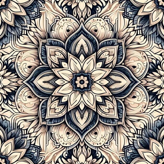 Photo le mandala de luxe vectoriel est un motif sans couture en 3d.