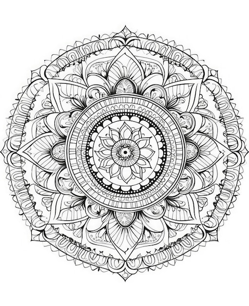 Un mandala avec un motif de fleurs sur fond blanc.