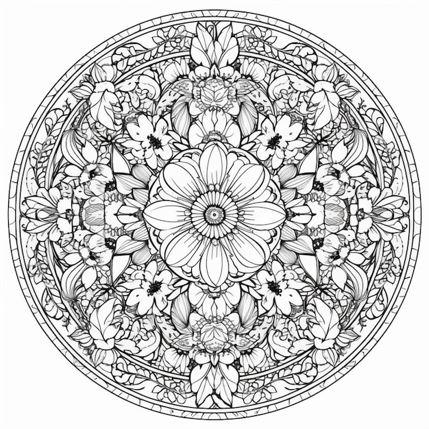 Un mandala avec un motif de fleurs.