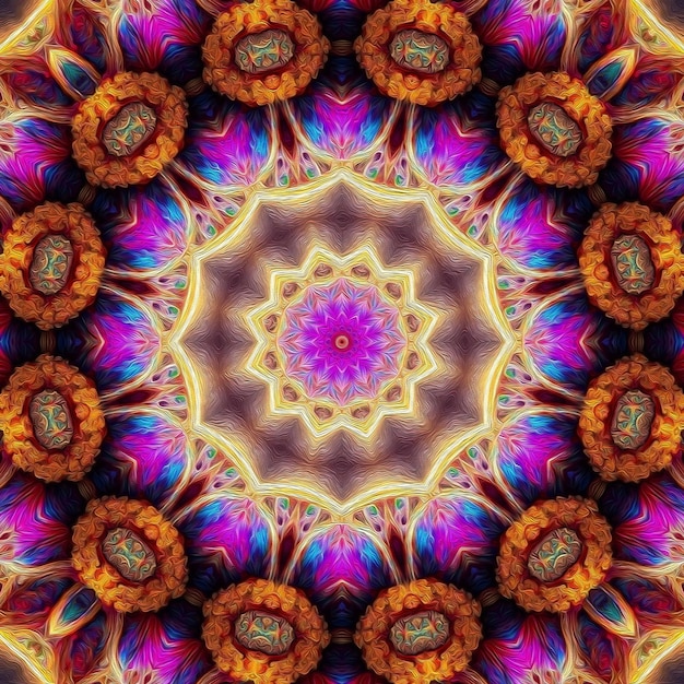 Mandala mystique magique Fond kaléidoscopique fractal géométrique ésotérique