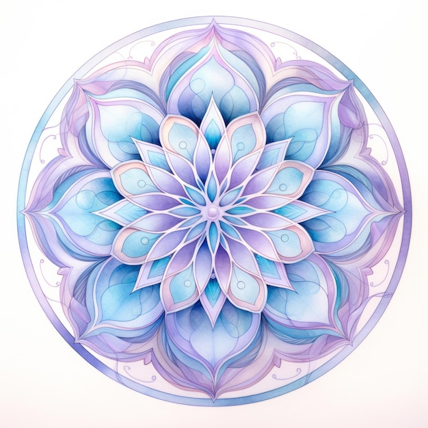 Mandala de sérénité en bleu et blanc