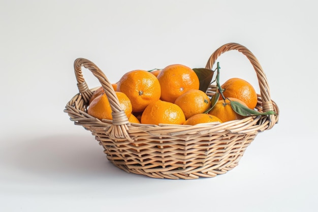 mandarines dans un panier sur fond blanc mandarines dans le panier sur fonds blanc