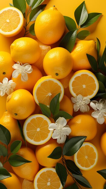 Des mandarines à feuilles de tige sur un fond vert