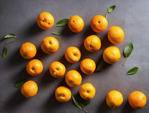 mandarines et oranges sur fond plat