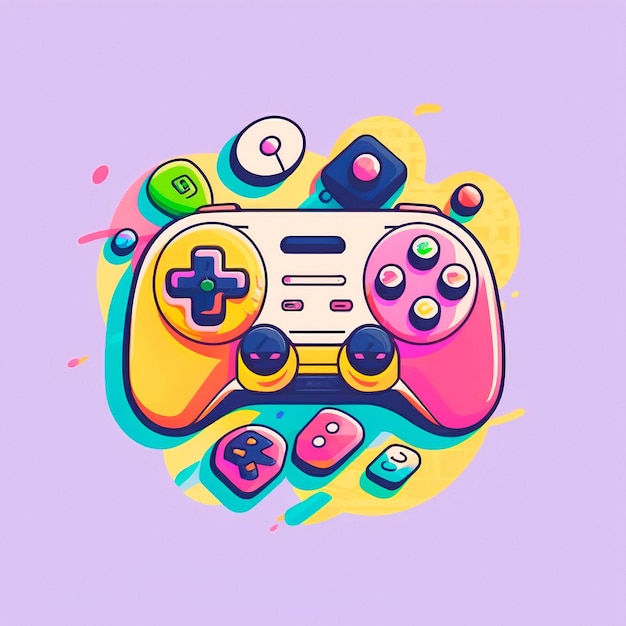 Une manette de jeu dans le style du pop art et de l'anime