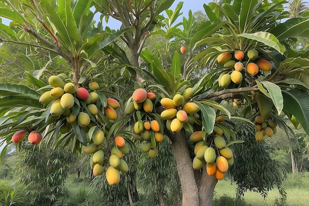 Mango avec des fruits en maturation