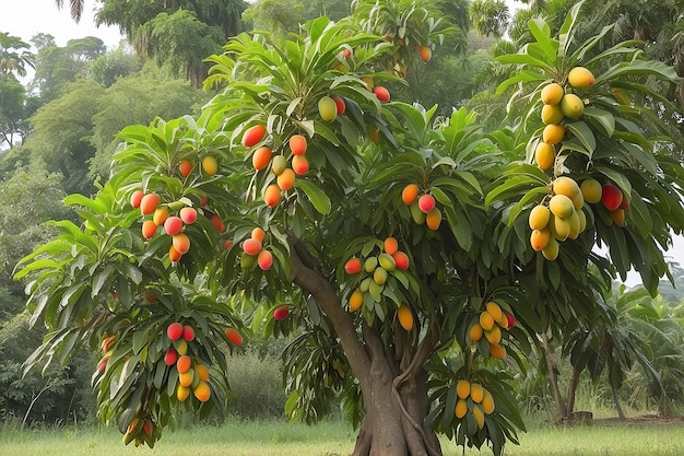 Mango avec des fruits en maturation