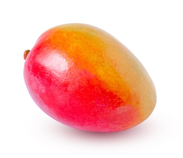 Mango rouge orange avec l'ombre isolée sur fond blanc