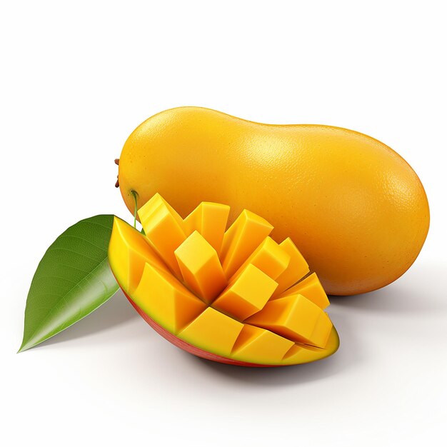 Mango tranchée 3D sur fond blanc