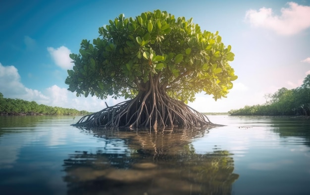 Mangrove dans un lac