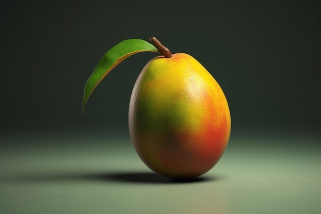 Une mangue avec une feuille verte générative ai