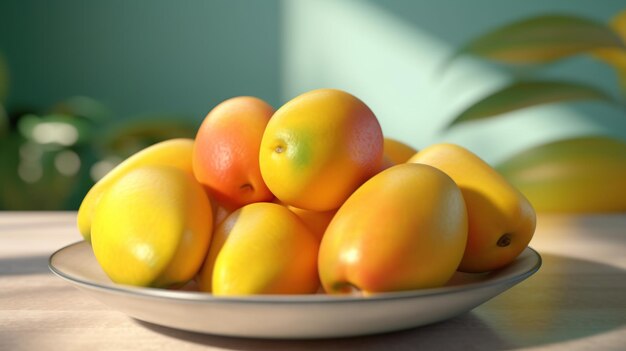 mangue fraîche sur assiette