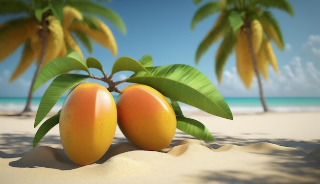 Mangue sur la plage une escapade tropicale AI générative