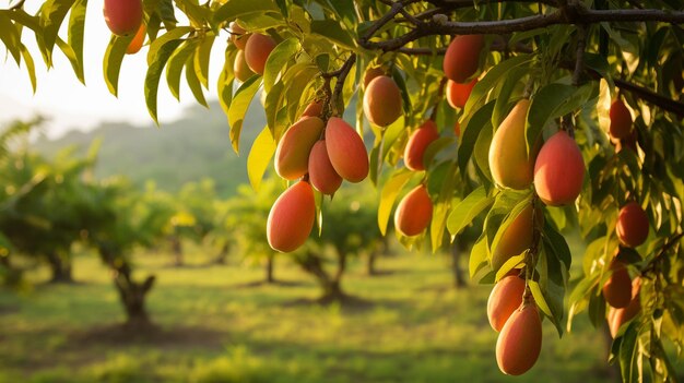 La mangue pousse sur un arbre dans la nature