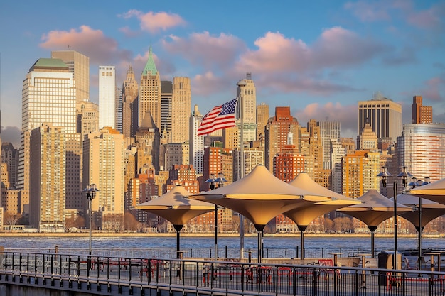 Manhattan city skyline paysage urbain de New York depuis le New Jersey