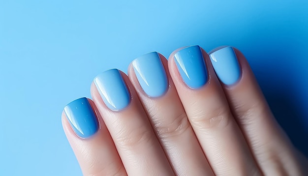 Manicure bleue en gros plan